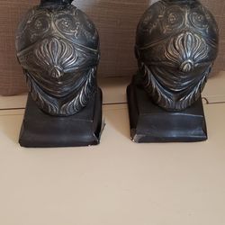 Vintage Borghese Bookends Gladiator Helment with Faux Marble Base