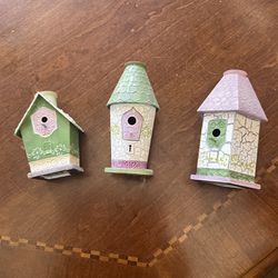 Ornate Metal Birdhouse Candle Holders