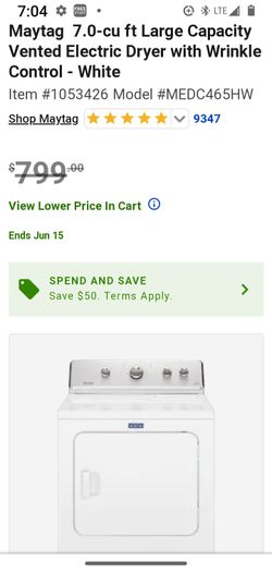 Maytag Heavy Duty Very Large Capacity 29' 7.0 cu Ft Dryer