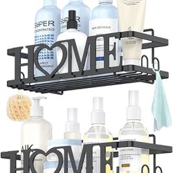 Shower Caddy, Shower Organizer H-O-M-E Decorative Adhesive Shower Shelves,2 Pack Large Capacity Rustproof Shower Shelf for Inside Shower,No Drilling B