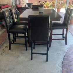 Counter Dining Table With Storage And 5 Chairs