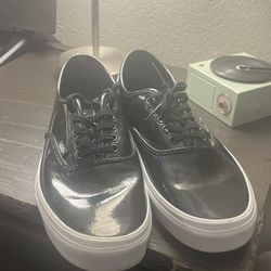 Black Leather Vans Size 9/ In A Half
