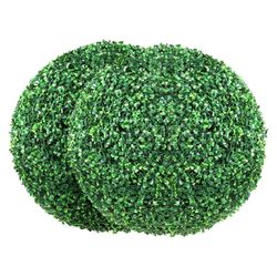 VEVOR Artificial Topiaries Boxwood Trees, 16' Tall (2 Pieces), Ball-Shape Faux Topiaries Plant, All-year Green Feaux Plant Decorative Balls for Backya