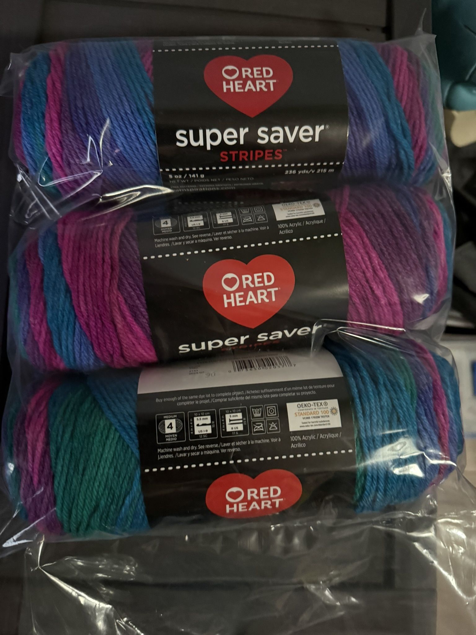 Red heart stripe yarn