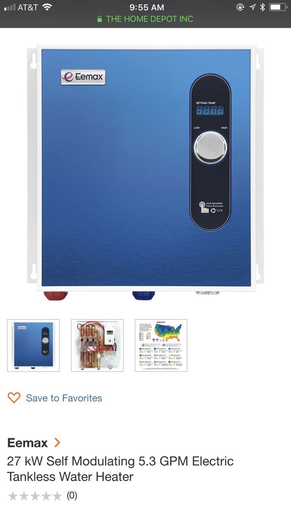 new eemax 27 kw tankless water heater for sale in vista, ca - offerup