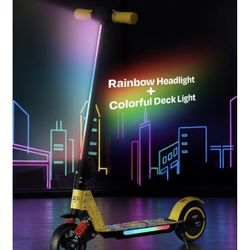 aigo E3 Kids Electric Scooter - Front Suspension, Max 3-5 Miles Long Range, Powerful 130W Motor, Multi-Color RGB Light Deck and Rainbow Headlight, 154