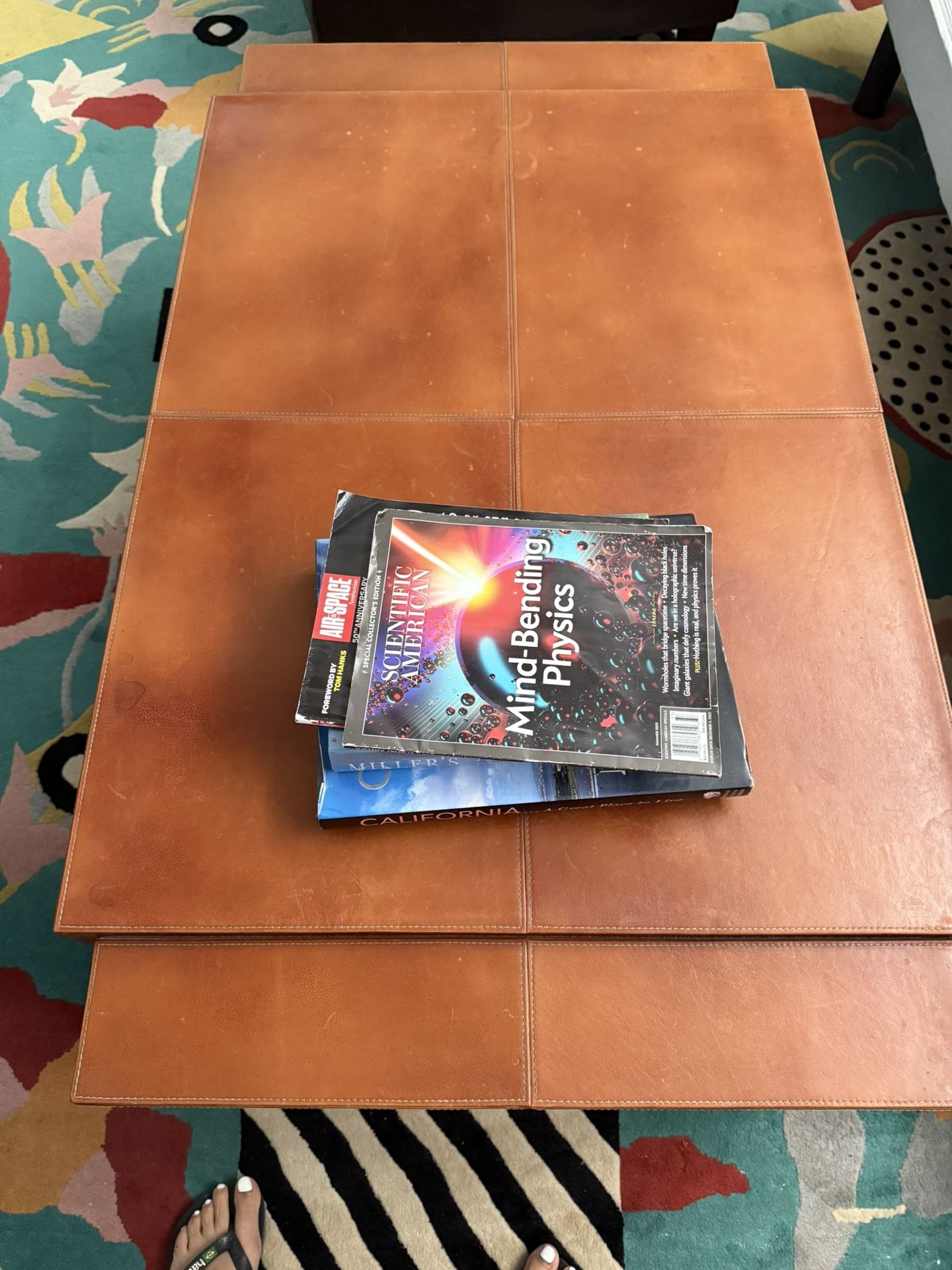 Tan Leather Coffee Table