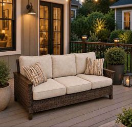 Full Rattan Sofa  With Aluminum Frame And Nuvella Cushions *New Patio Furniture*
