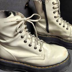 Dr. Marten Jadon Platform Boots - White Leather