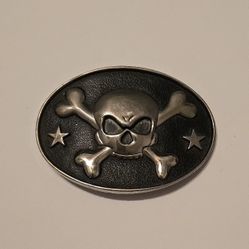 Oval Skull And Crossbones Belt Buckle