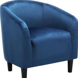 Yaheetech Accent Barrel Chair, Velvet Club Chair.