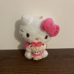 Sanrio Hello Kitty Keychain Plush with Teddy Bear – Cute Kawaii Charm