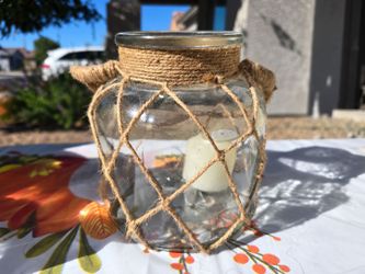 Glass Jar Candle Holder with Jute Rope