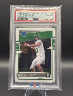 Justin Herbert PSA 8 Rookie Card 2020 Panini Chronicles DP #4 NCAA Oregon Ducks