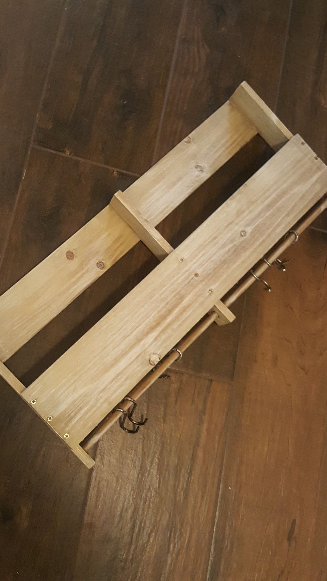Wood mail / magazine rack with hooks