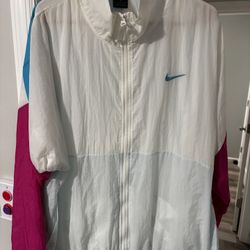 Nike Men’s L 90s Challenge Court Windbreaker Jacket Pink Tennis Dri-Fit