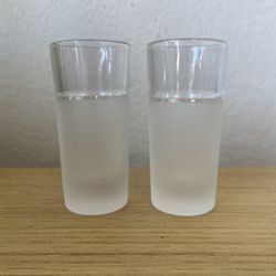 Set Of 2 Vintage Clear And Frosted Liqueur Shot Glasses Shooters