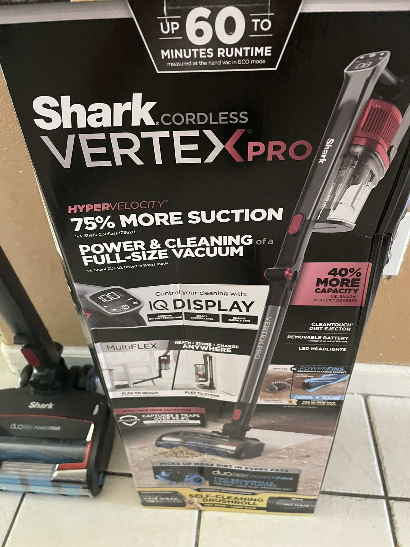 Shark Cordless Vertex Pro Lightweight Cordless Stick Vacuum with DuoClean PowerFins, HEPA Fitler, Anti-Allergen Complete Seal, LED Headlights, For Car