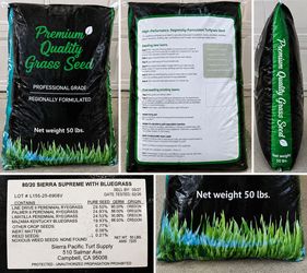 50 LB Professional Grass Seed – Sierra Supreme 80/20 Ryegrass & Bluegrass