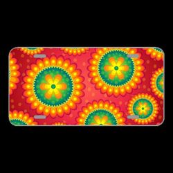 License Plate Novelty Car Front Floral Background Texture Pattern