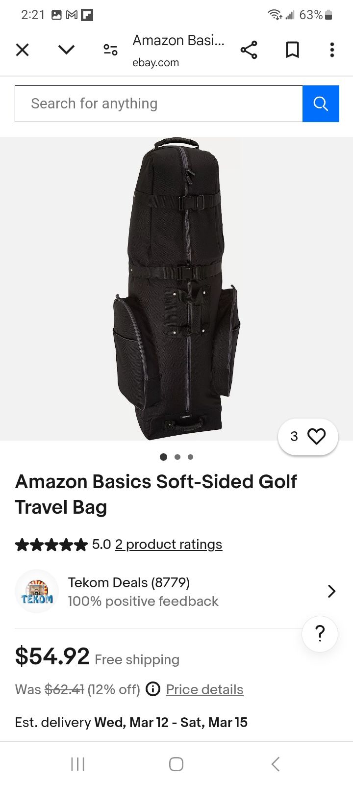 Amazon Golf Bag With Wheels, $29 New