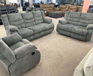 Brand New Ashley Gray Reclining Sofa And Loveseat 