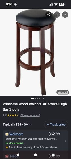 Solid wood 23" swivel counter Stool with Cushion