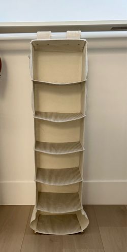 Hanging fabric storage organizers.