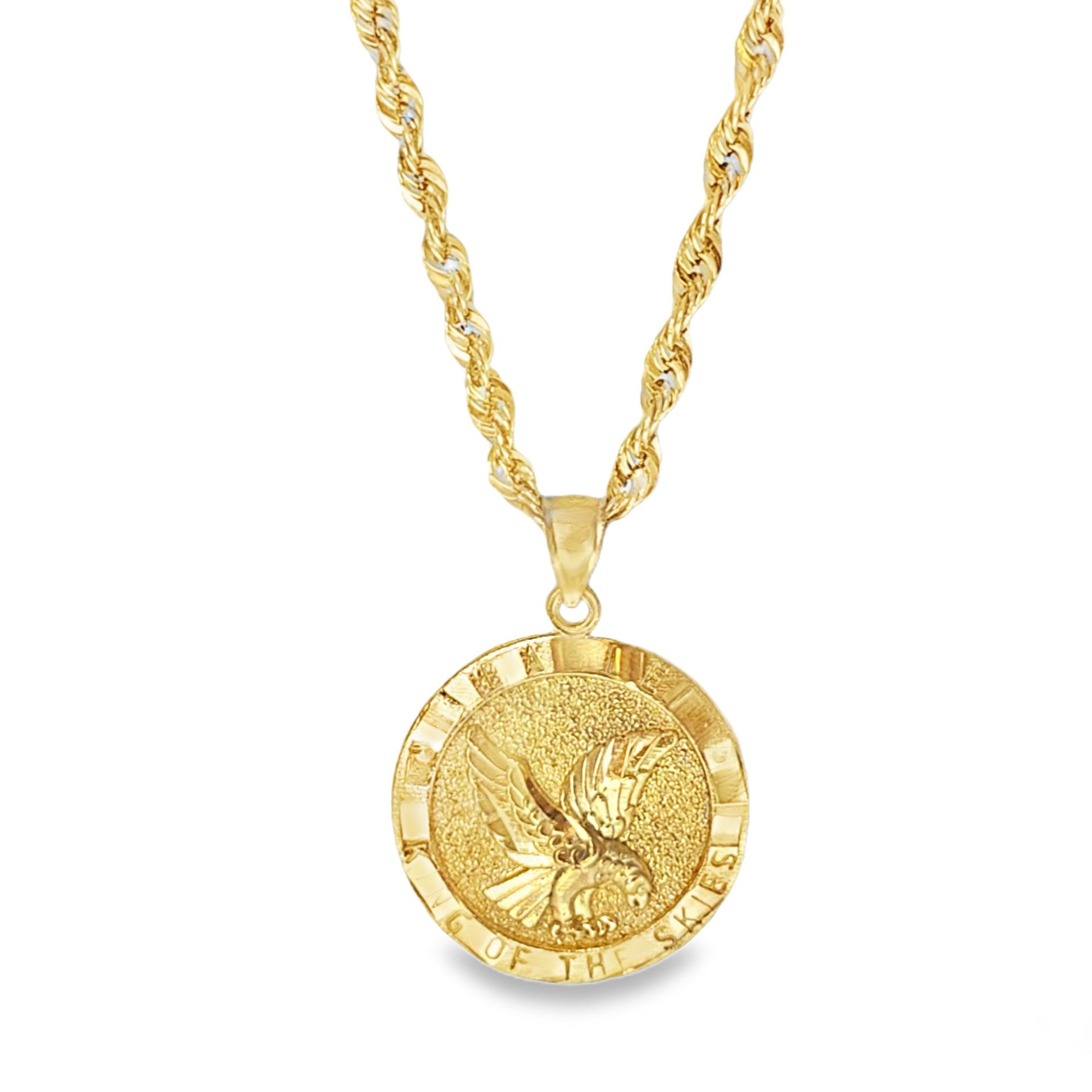 10k Yellow Gold "KING OF THE SKY" Eagle Charm Necklace