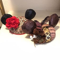 Minnie Mouse Ears Sequined Leopard Print Hat With a Red Rose, Steampunk Minnie Mouse From The Year Of The Ear Collection Released In January 2013