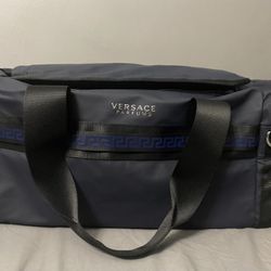 Versace Unisex Faux Leather Duffle Backpack Weekender Gym Carry-On Navy