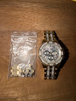 Bulova Gold-Tone Chronograph Quartz Watch 30m, Crystal Bezel, SS Bracelet