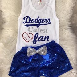 Dodgers Sparkle Tutu Shorts Set