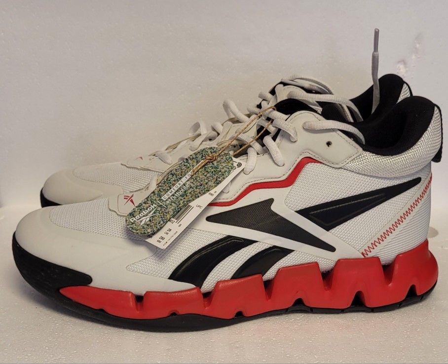 Reebok Zig Encore Mens Red/White Synthetic Lace Up Lifestyle Sneakers Shoes