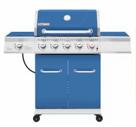 Royal Gourmet Cabinet Style with Rear Burner Blue 4 -Burner Liquid Propane Gas Grill 1 -Side Burner