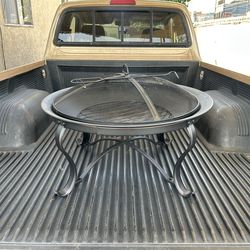 Hampton Bay Sadler Round Steel Wood Fire Pit in Bronze w/Spark Screen & Poker