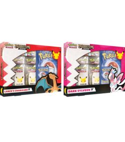 Pokemon Celebration Lance's Charizard V & Dark Sylveon V Collection Boxes Sealed