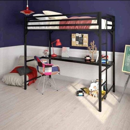 Bunk Bed with Desk and Mattress