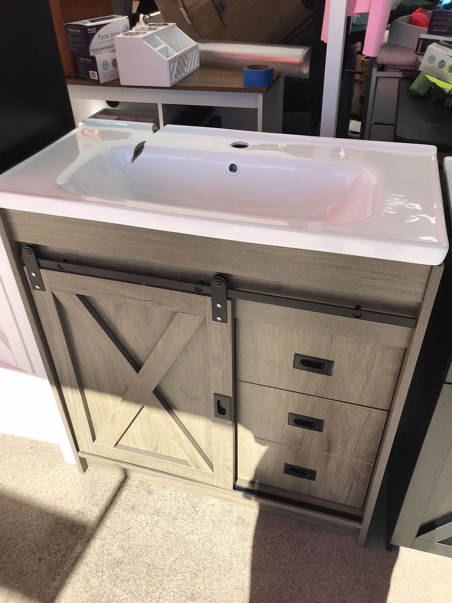 30 in Vanity With Damage Ceramic Sink