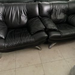 2 Leather Couch Like Chairs 