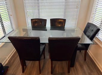 Modern Glass Dining Table Set – 5 Chairs Included
