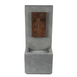 NEW - OUTDOOR/INDOOR - LuxenHome Gray & Brown/Rust Column Cement Fountain w/LED Lights