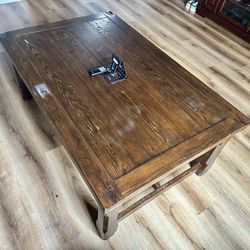 Dark Wood Plank Coffee Table
