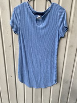 Hype Blue Short Sleeve Ribbed T-shirt DRESS with Cut Out Detail junior large