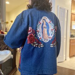Virgen Of Guadalupe Denim Jacket Size S/m
