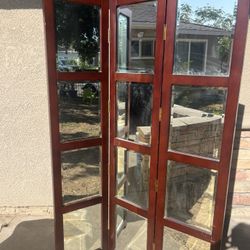 🪞 3-Panel Mirrored Folding Room Divider / Privacy Screen 🪞