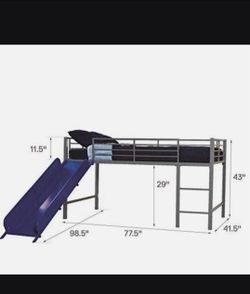 Kids Metal Loft Bed with Slide