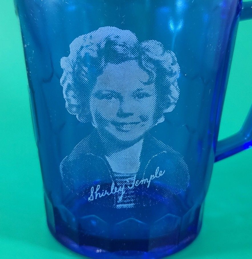 Shirley Temple Mini Pitcher Cobalt Blue Depression Glass Hazel Atlas