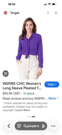 Help !  Need a purple blouse or dress. Something like this one