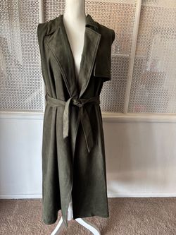 Women’s Who What Wear Faux Suede Sleeveless Trench Vest